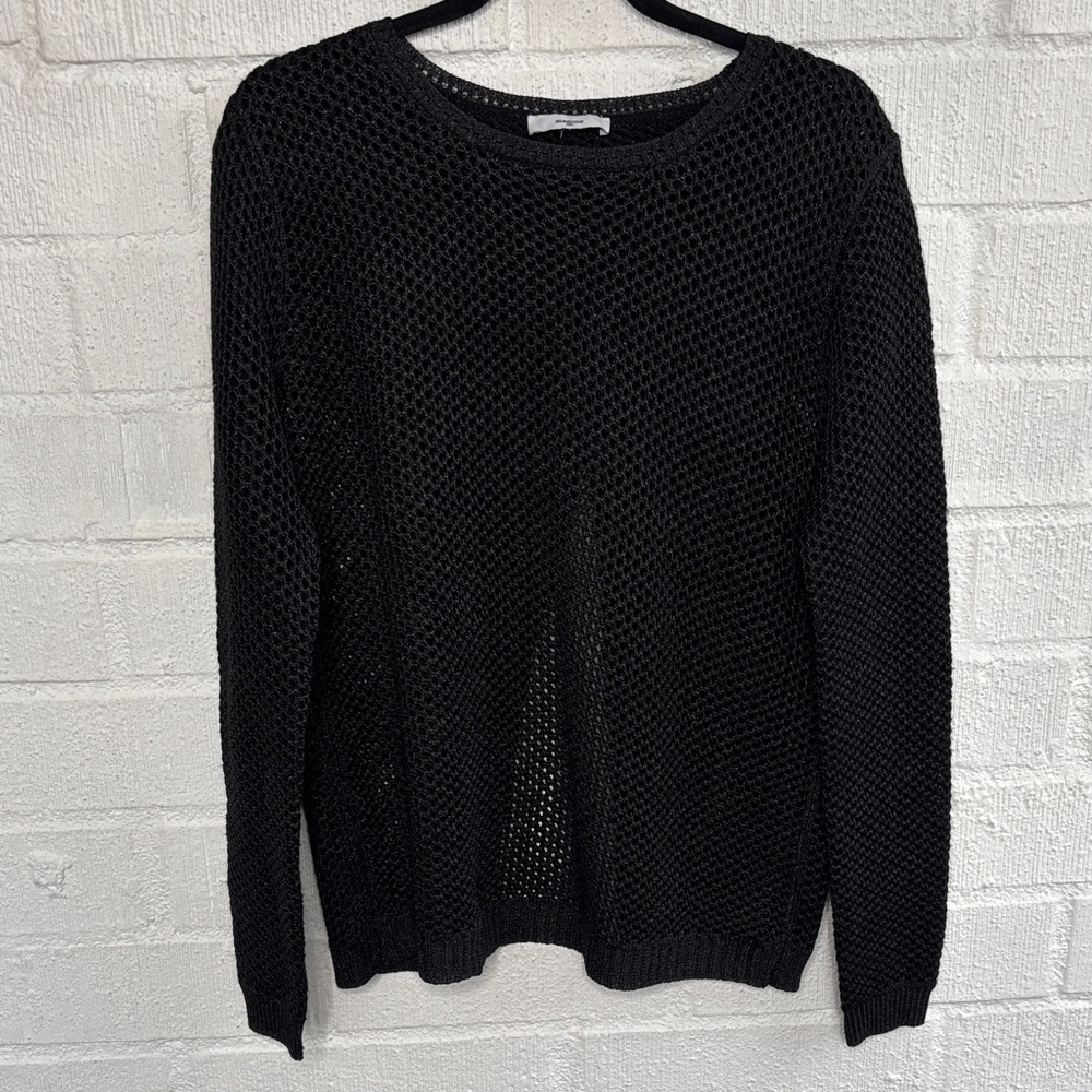 SUNCOO Paris Knit Black Mesh Open Back Sweater sz L